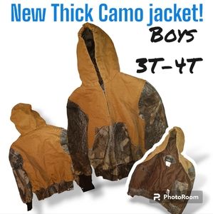 Boys or Girls  sizes 2t-4t  camo jacket outdoors light brown overalls